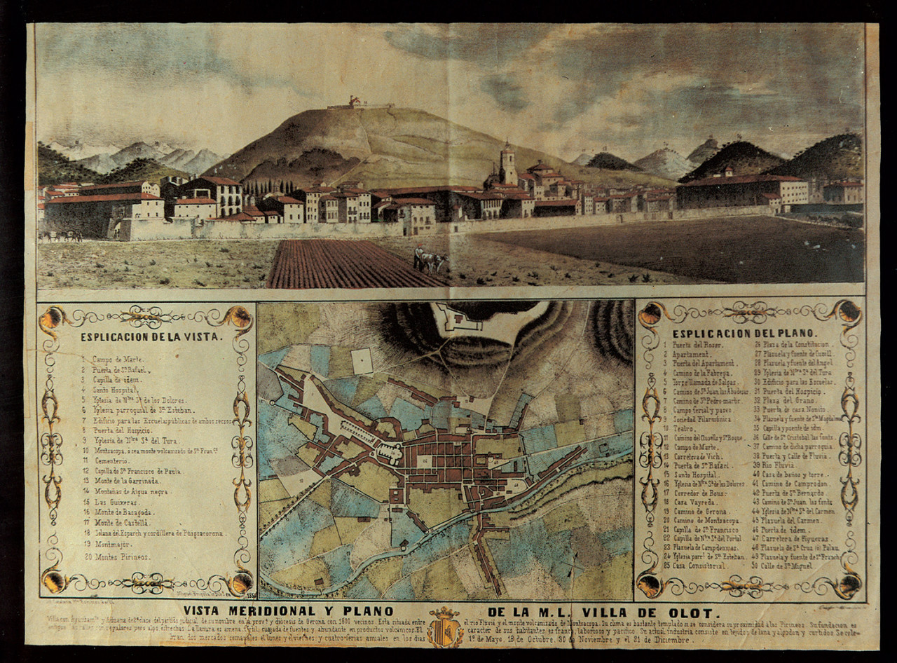 ACGAX. Col·lecció de mapes i plànols | Plànol d'Olot de 1854