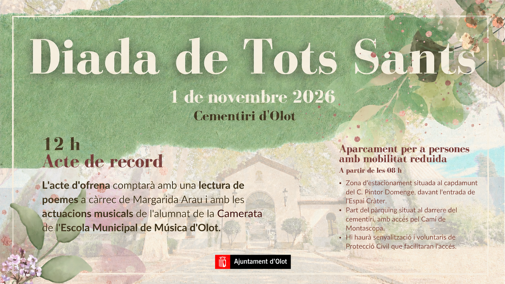 Olot recuerda a sus difuntos con poesía y música en la Diada de Todos los Santos